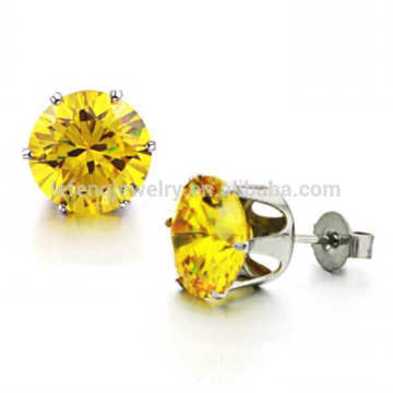 Popular amarelo cristal stud brincos, mini stud brinco para as mulheres